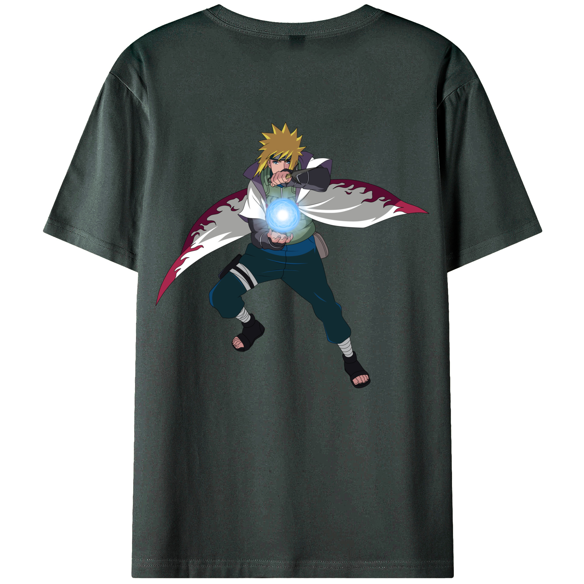（画像用） NARUTO -ナルト- 波風 ミナト Namikaze Minato 綿100％ メンズ半袖Tシャツ（バックプリント） 通気性